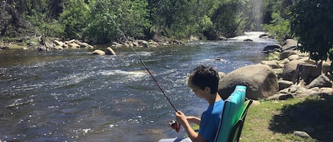 My grandsons very favorite pass time.
 We have seen some nice trout.