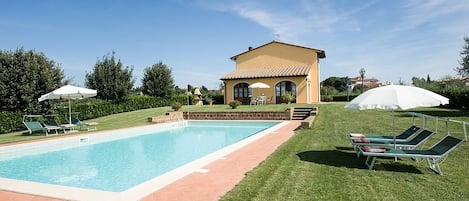 Villa back view with pool
