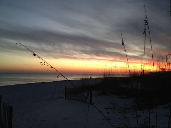 The beautiful sunset on the beach