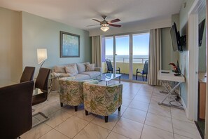 Living room and dining room