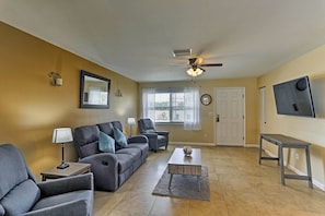 Plan family game and movie nights in the living area with plenty of seating.