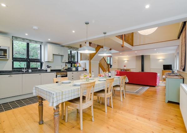 Perfect for a get together. Open plan kitchen, dining and living room.