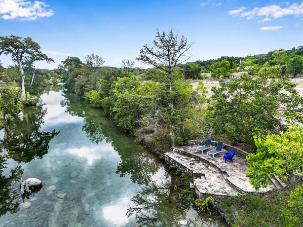 Soak in the glistening waters of the Blanco River with private Blanco river access at the Dome House