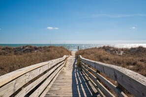 Boardwalk to Carolina Beach directly across the street