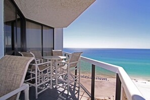 The balcony runs the length of the condo!