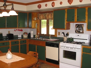 Fully equipped spacious eat in kitchen