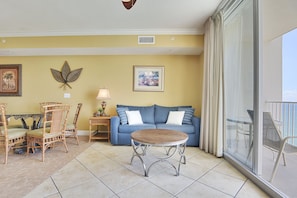 Gulf Front Living Area with Sleeper Sofa