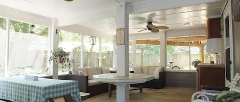 Screened in porch with  Kitchenette