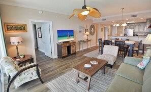 Living room and kitchen area