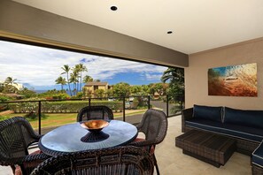  Upscale dining furniture on the oversized front Lanai- nice ocean views