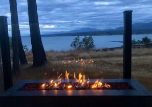 Propane fire pit on your private deck 