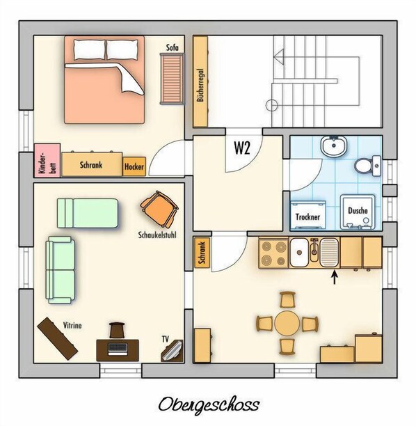 Ferienwohnung im 1. Stockwerk für bis zu 4 Personen-Grundriss für das 1. OG