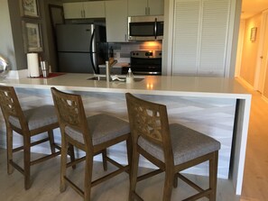 Newly remodeled living room and kitchen area