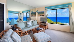 Sealodge at Princeville #E3 - Oceanfront Living Room - Parrish Kauai