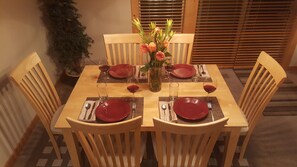 Dining Table - open to Living & Kitchen areas (Table has extra leaf "if needed")