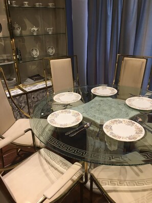 The Versace dining table will evoke fine dining memories for years to come.