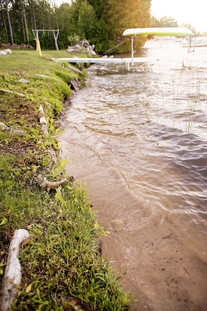 Firm sandy lake bottom.