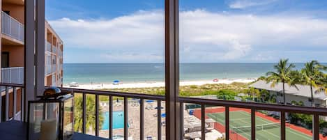 Balcony View 4th floor- pool-jacuzzi-tennis courts-beach- Unit 406 