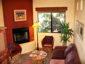 Beautifully Decorated Living Room with Fireplace