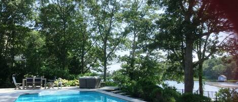 Heated pool and hot tub over looking the water-161 Bay Lane Centerville Cape Cod - New England Vacation Rentals