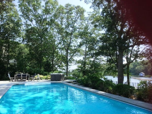 Heated pool and hot tub over looking the water-161 Bay Lane Centerville Cape Cod - New England Vacation Rentals