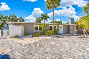 Spacious driveway for 3 vehicles.  Plug for your Electric golf cart.