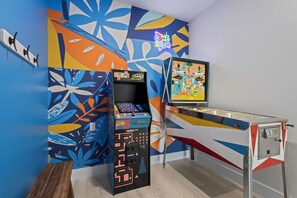Game Room with 1968 Vintage Pinball Machine and MS Pacman
