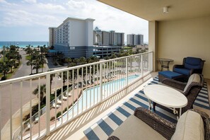 Private balcony views of the pool