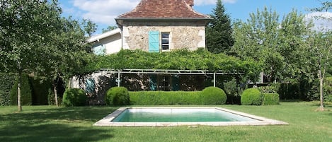 Looking at the house from the pool