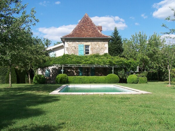 Looking at the house from the pool