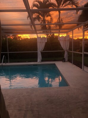 sunset views over the pool