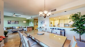 Elegant Dining Area Open to Kitchen and Living Areas