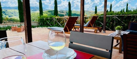 Enjoy the view! At the table, on the couch, or on one of the loungers!