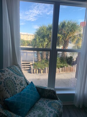 Excellent view of pool from family room