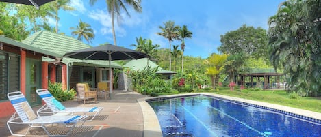 Large tropical pool and river view