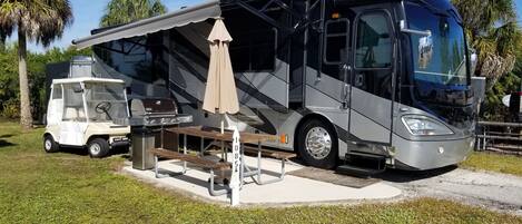 Motorhome , Patio with Weber gas grill 