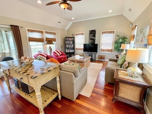 Living Area with Smart TV, Second Floor with Deck Access