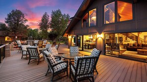 Expansive deck with plush seating—ideal for dining, drinks, and sunset views.