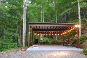 Covered outdoor seating area