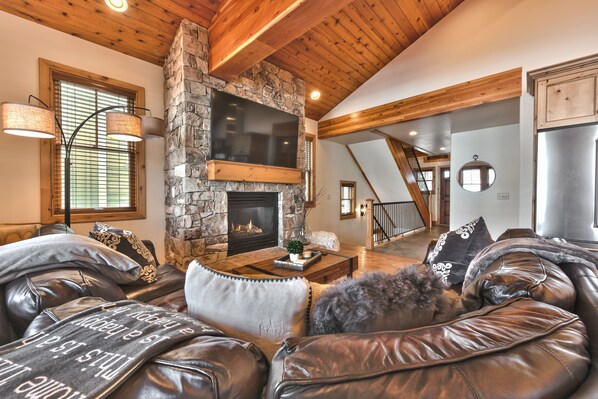 Entrance into Level 3 - Great Room - Living Room, Dining Area and Kitchen with Beautiful Hardwood Floors Throughout