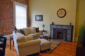 Living Room with original fireplace ( non-working)