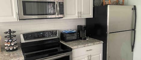 Stainless dishwasher, glass stove microwave range fridge Airfryer toaster KEURIG