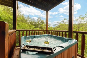 Bubbling Hot Tub while sipping wine