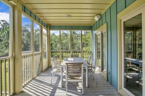 Dinner on the screened porch is perfect after a swim!  