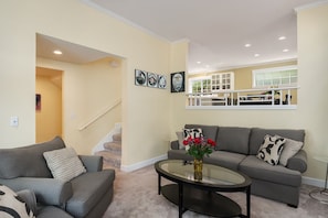 The open concept living area is spacious and comfortable.