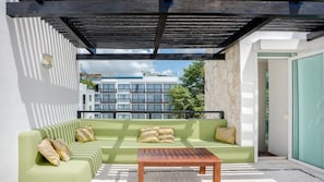 Spacious terraza with room for outdoor seating.