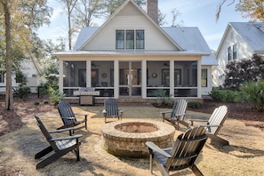 Back of the house with fire pit