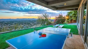 Ping pong table and spa views from lower level