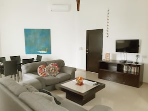 Living room with smart tv