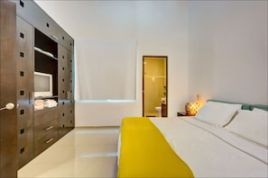 Master bedroom with bathroom, king bed